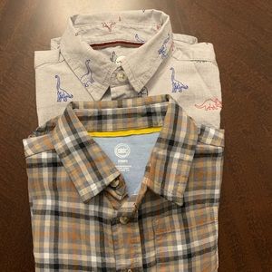 Dinosaur button down and plaid button down